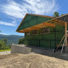 Custom built home under construction in Dorset, Vermont